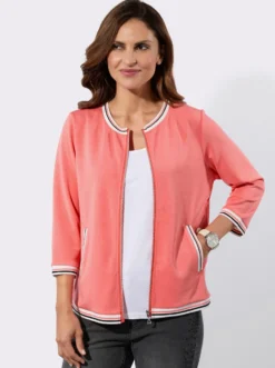 Sweatjacke mit gestreiften Bündchen