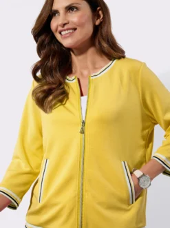 Sweatjacke mit gestreiften Bündchen