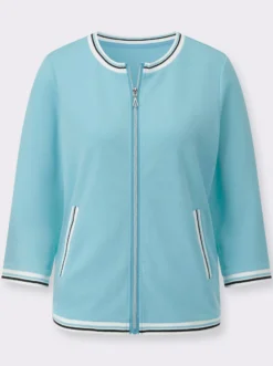 Sweatjacke mit gestreiften Bündchen
