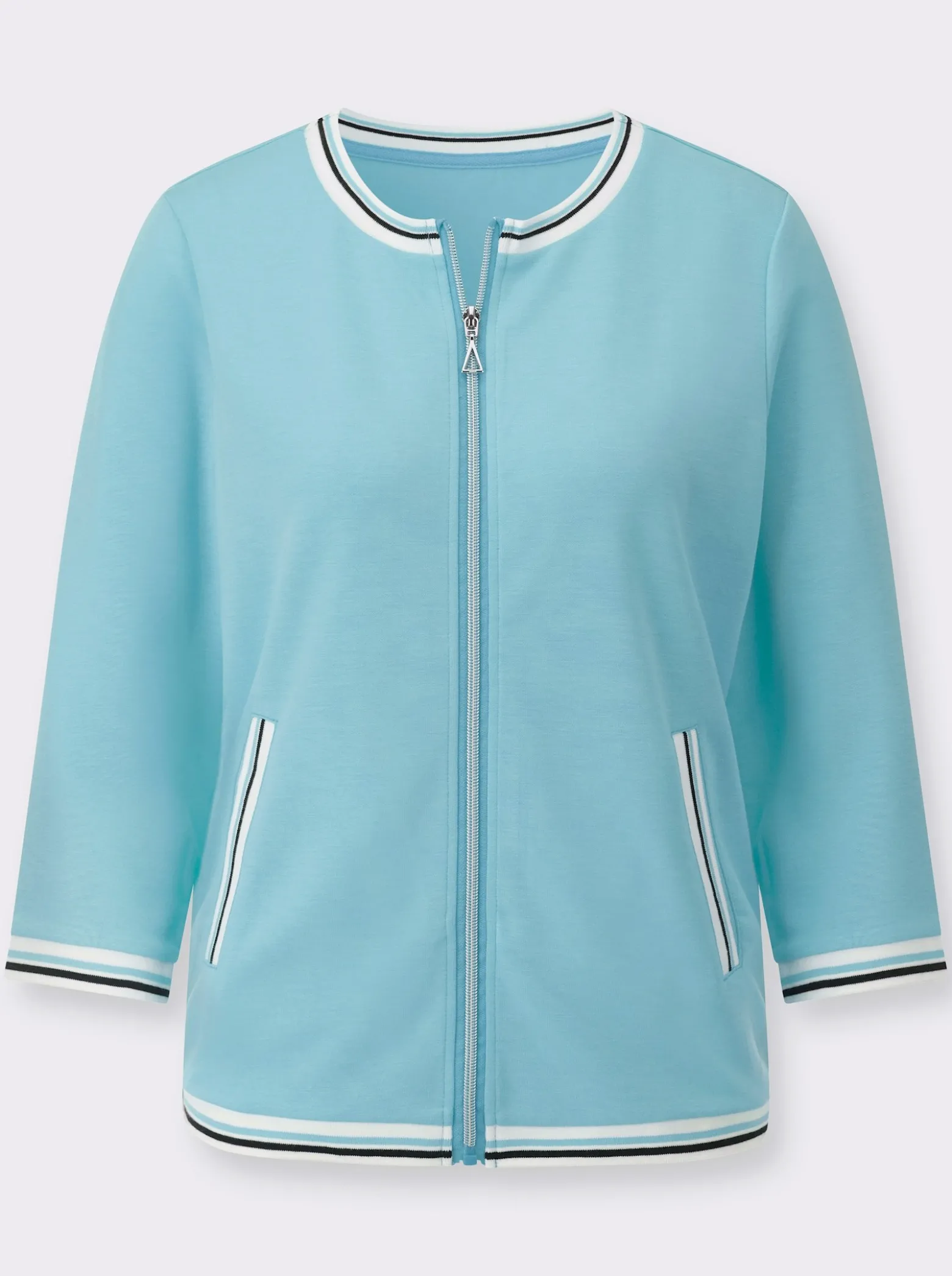 Sweatjacke mit gestreiften Bündchen