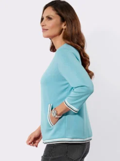 Sweatjacke mit gestreiften Bündchen