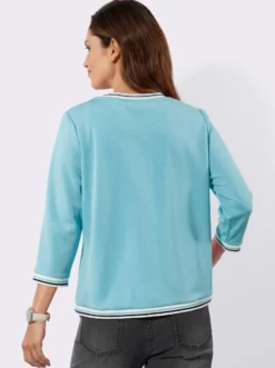 Sweatjacke mit gestreiften Bündchen