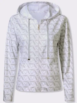 Sweatjacke mit silberfarbenen Galonstreifen
