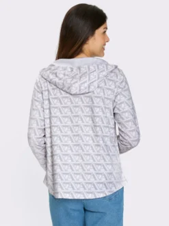 Sweatjacke mit silberfarbenen Galonstreifen