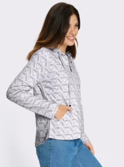 Sweatjacke mit silberfarbenen Galonstreifen