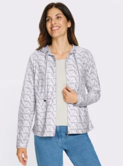 Sweatjacke mit silberfarbenen Galonstreifen