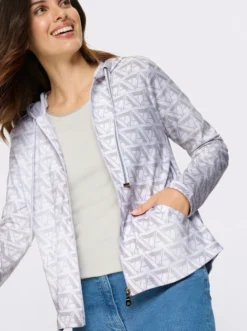 Sweatjacke mit silberfarbenen Galonstreifen