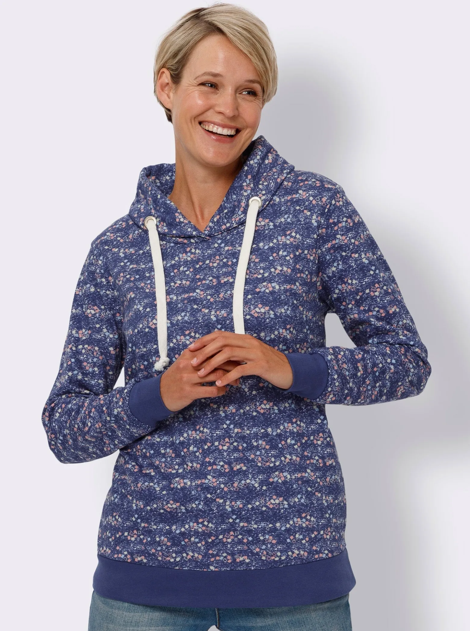Sweatshirt mit überlappendem Rollkragen