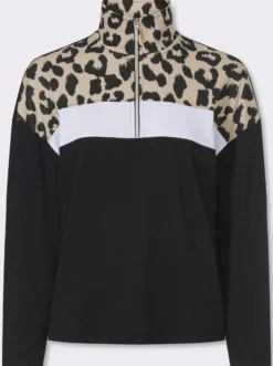 Sweatshirt mit Einsatz im Leo-Look