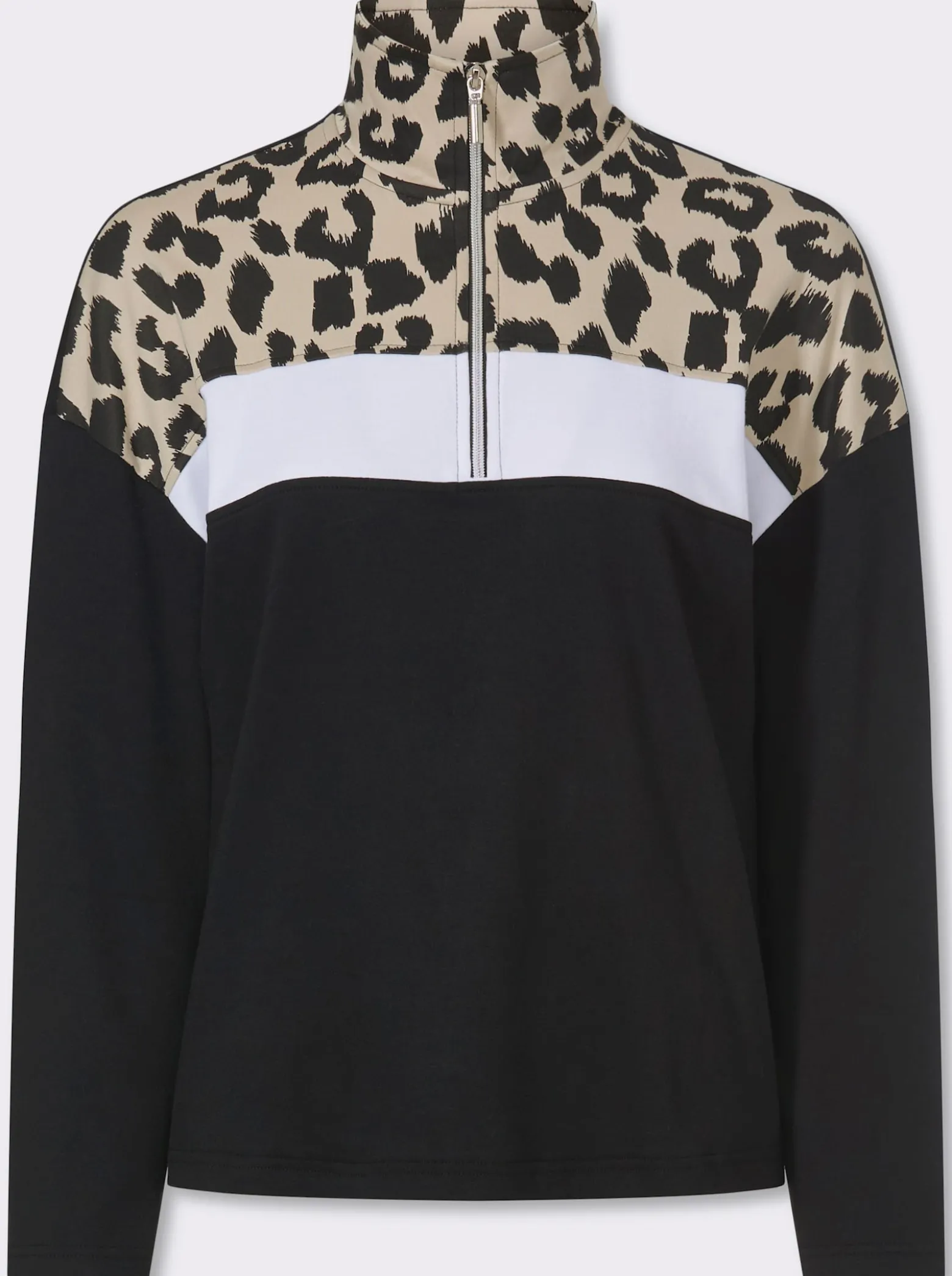Sweatshirt mit Einsatz im Leo-Look