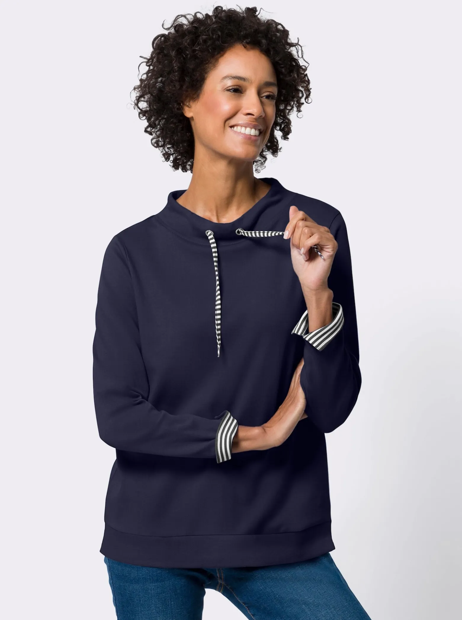 Sweatshirt mit gestreiftem Bindeband