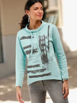Sweatshirt mit Glitzersteinchen im Vorderteil