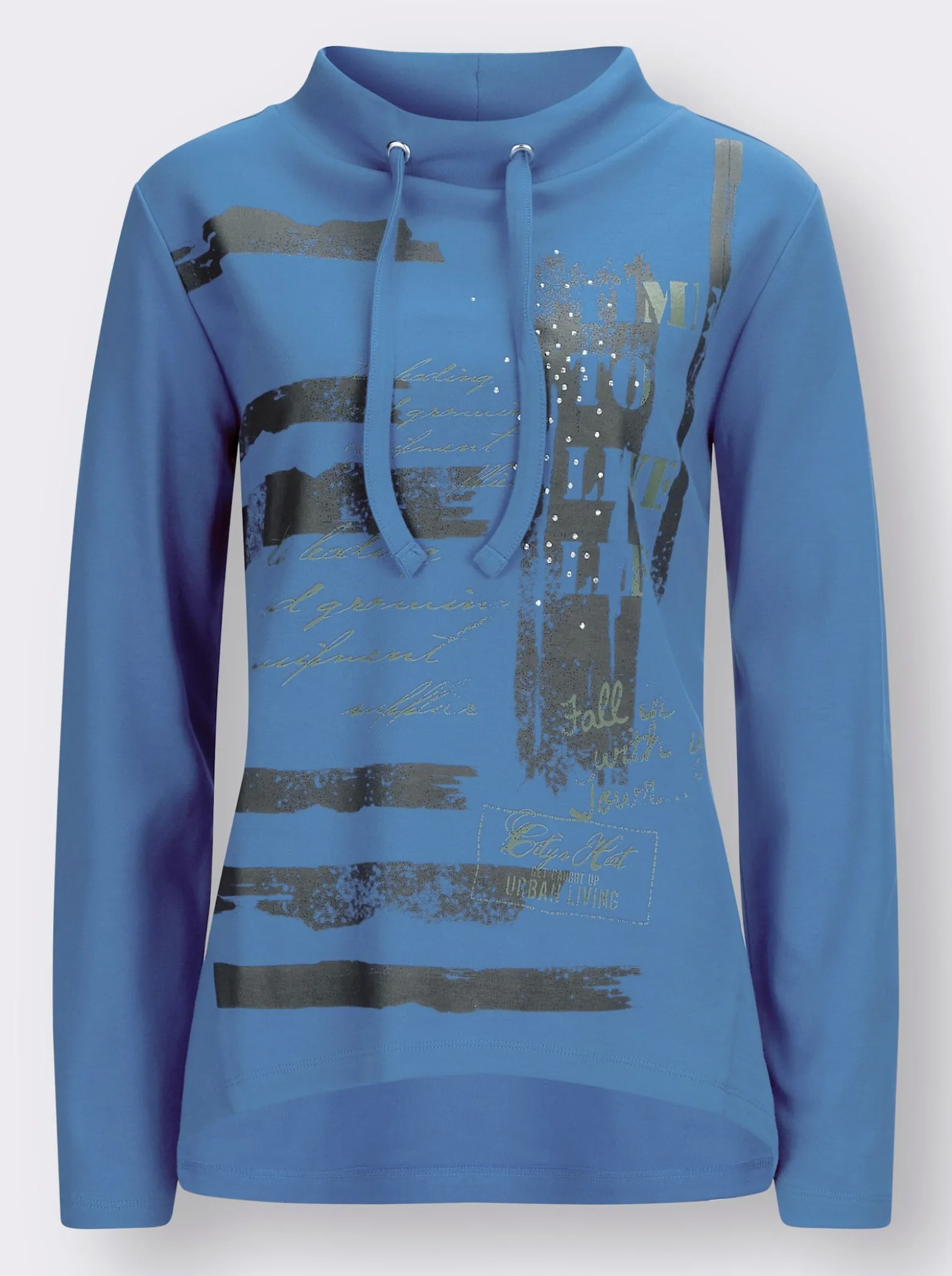 Sweatshirt mit Glitzersteinchen im Vorderteil