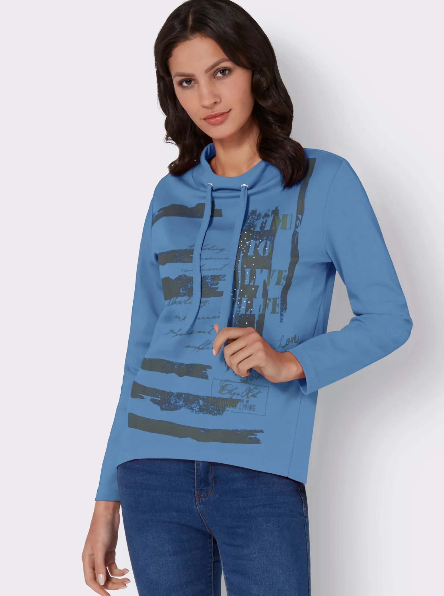 Sweatshirt mit Glitzersteinchen im Vorderteil