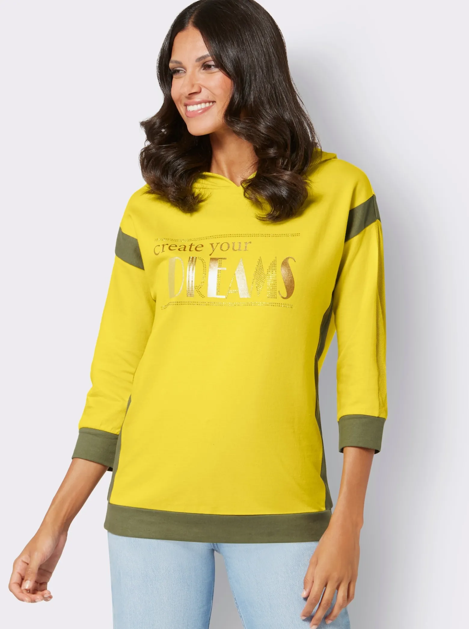 Sweatshirt mit goldfarbenem Folien-Print