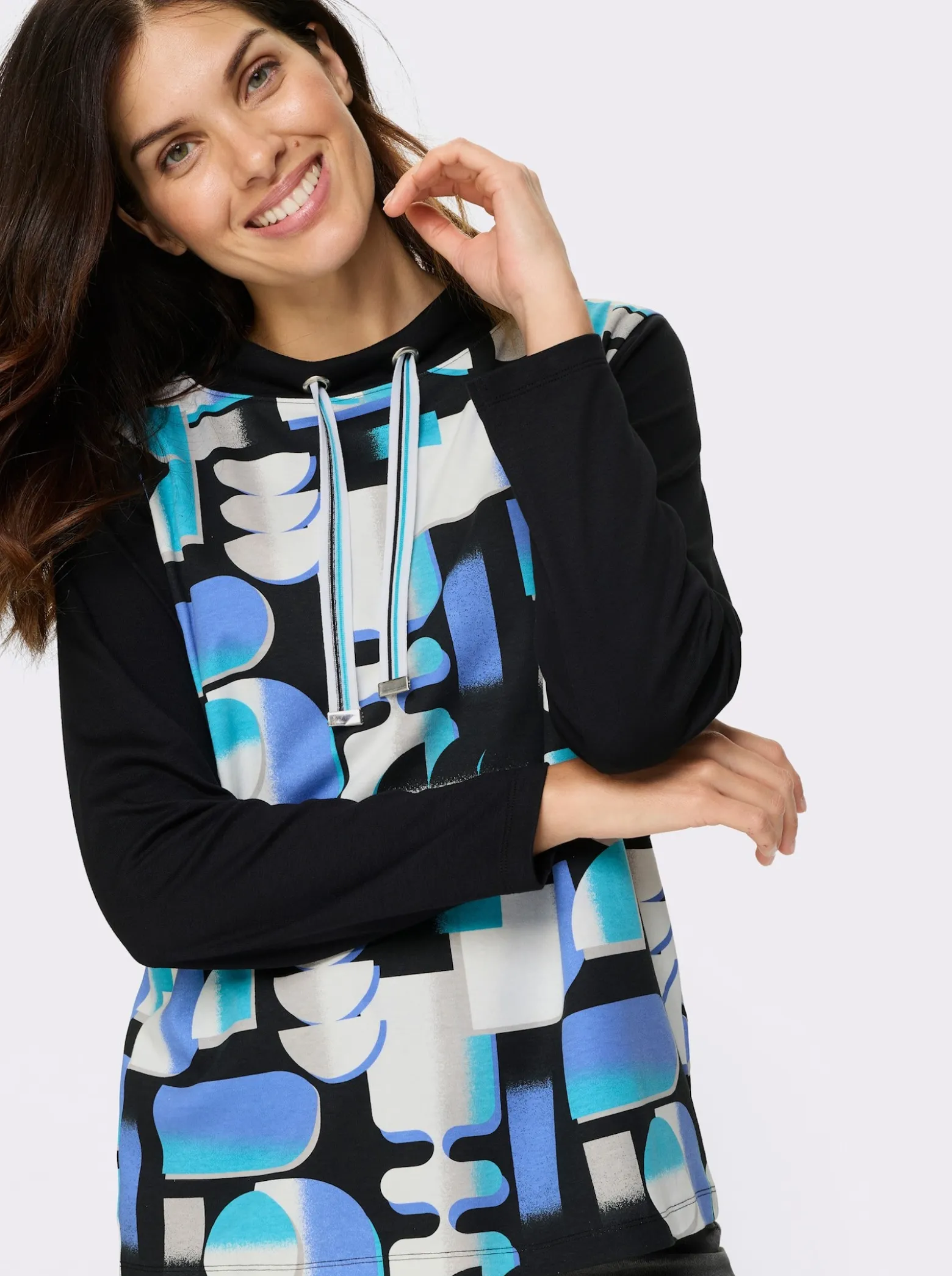 Sweatshirt mit halsfernem Stehkragen