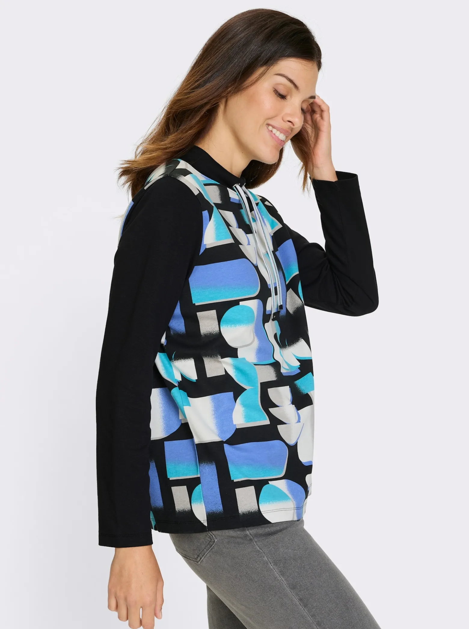 Sweatshirt mit halsfernem Stehkragen