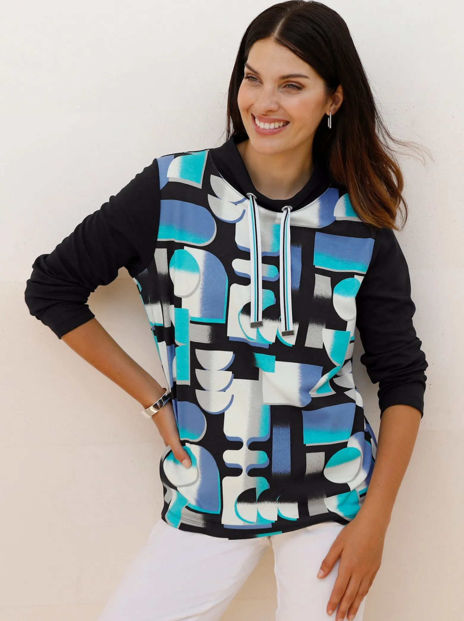 Sweatshirt mit halsfernem Stehkragen
