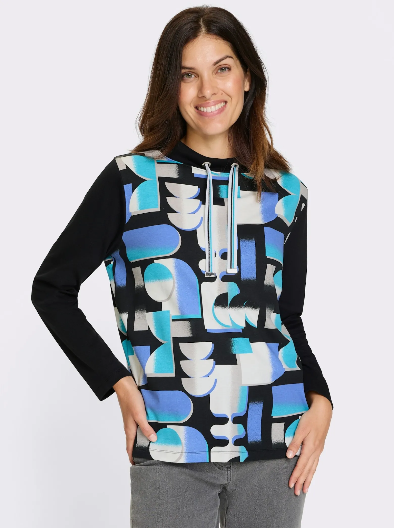 Sweatshirt mit halsfernem Stehkragen