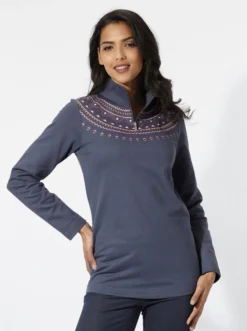 Sweatshirt mit kurzem Reißverschluss