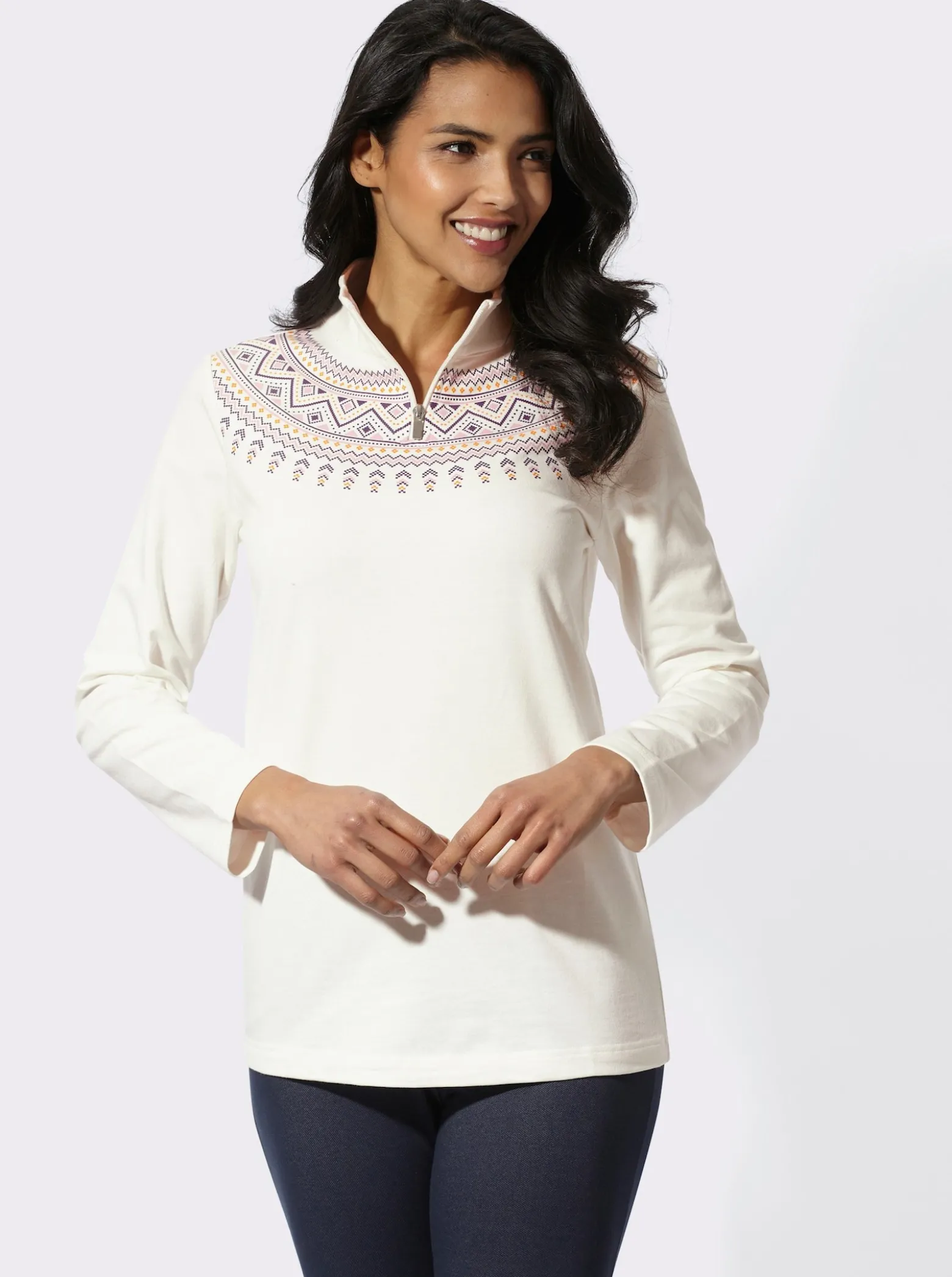 Sweatshirt mit kurzem Reißverschluss