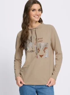 Sweatshirt mit Leo- und Folien-Print