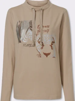 Sweatshirt mit Leo- und Folien-Print