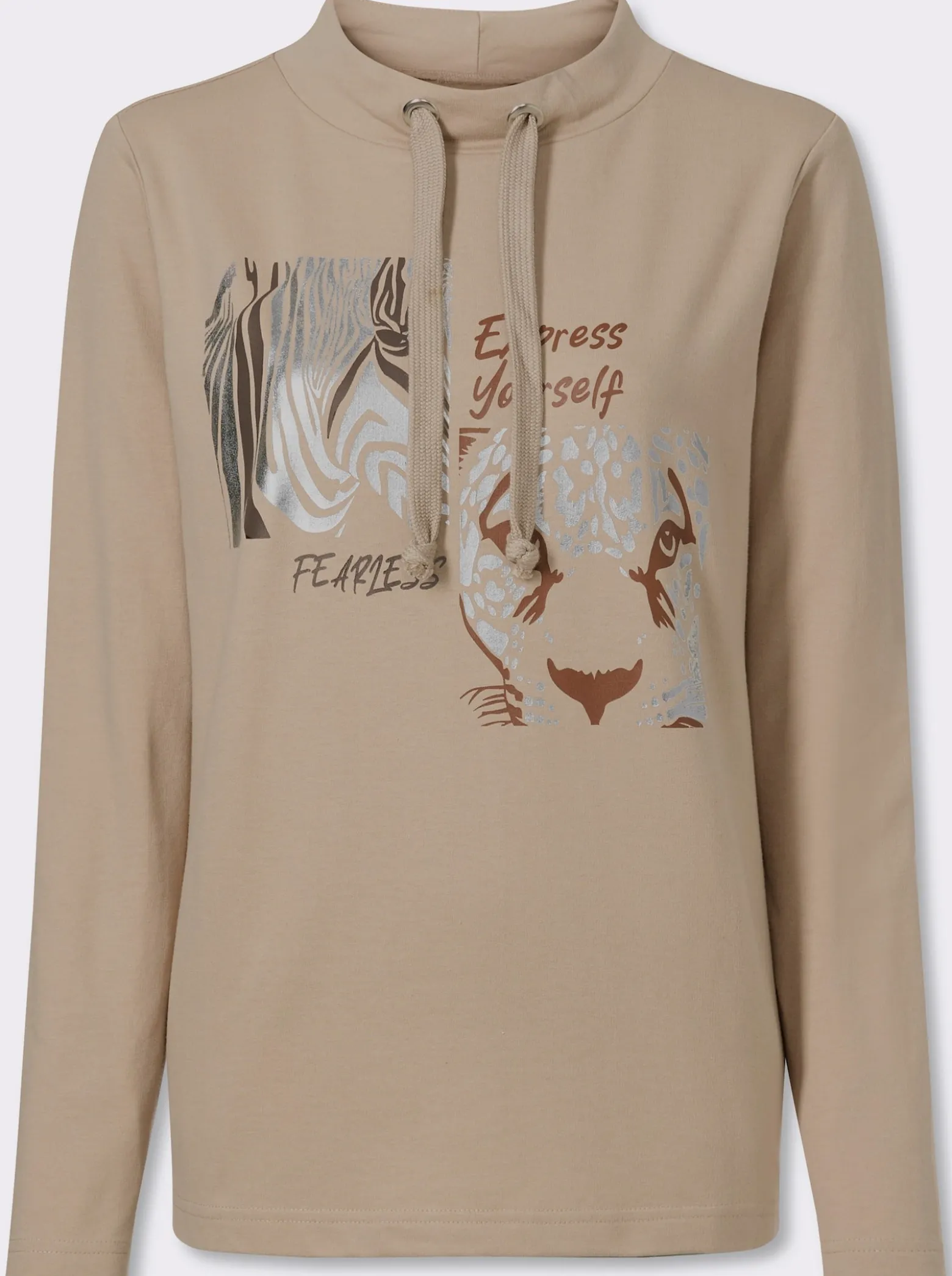 Sweatshirt mit Leo- und Folien-Print