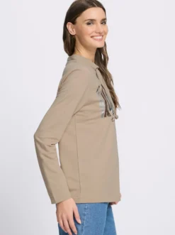 Sweatshirt mit Leo- und Folien-Print