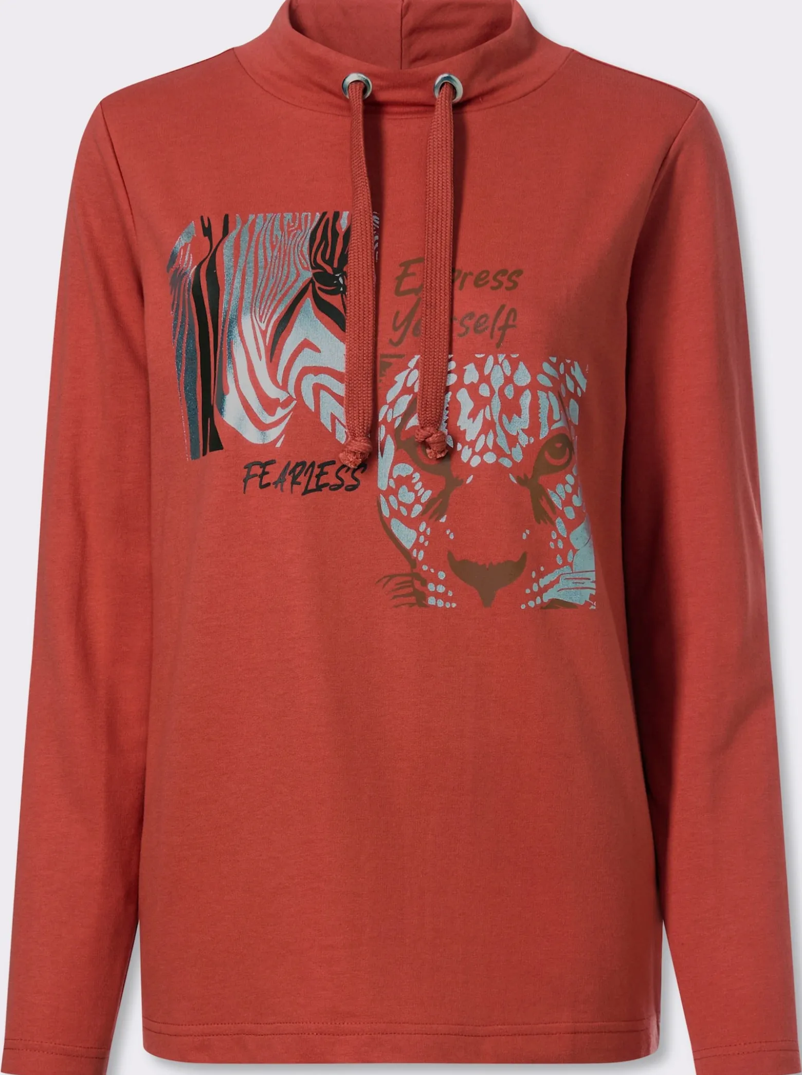 Sweatshirt mit Leo- und Folien-Print