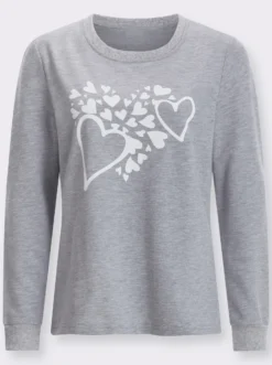 Sweatshirt mit platziertem Herzmuster