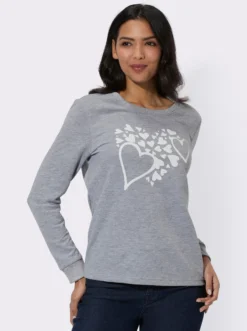 Sweatshirt mit platziertem Herzmuster