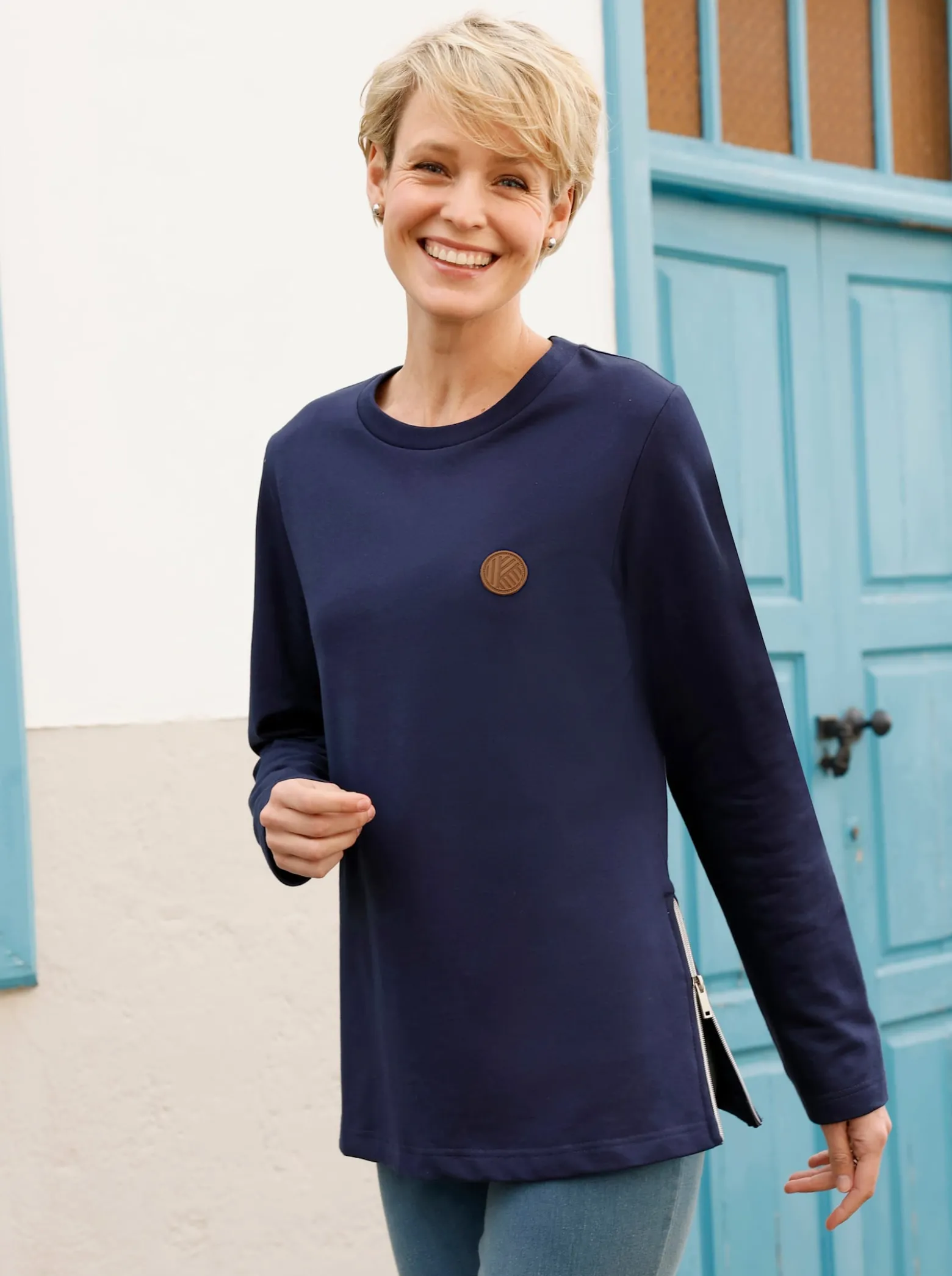 Sweatshirt mit Reißverschlüssen seitlich