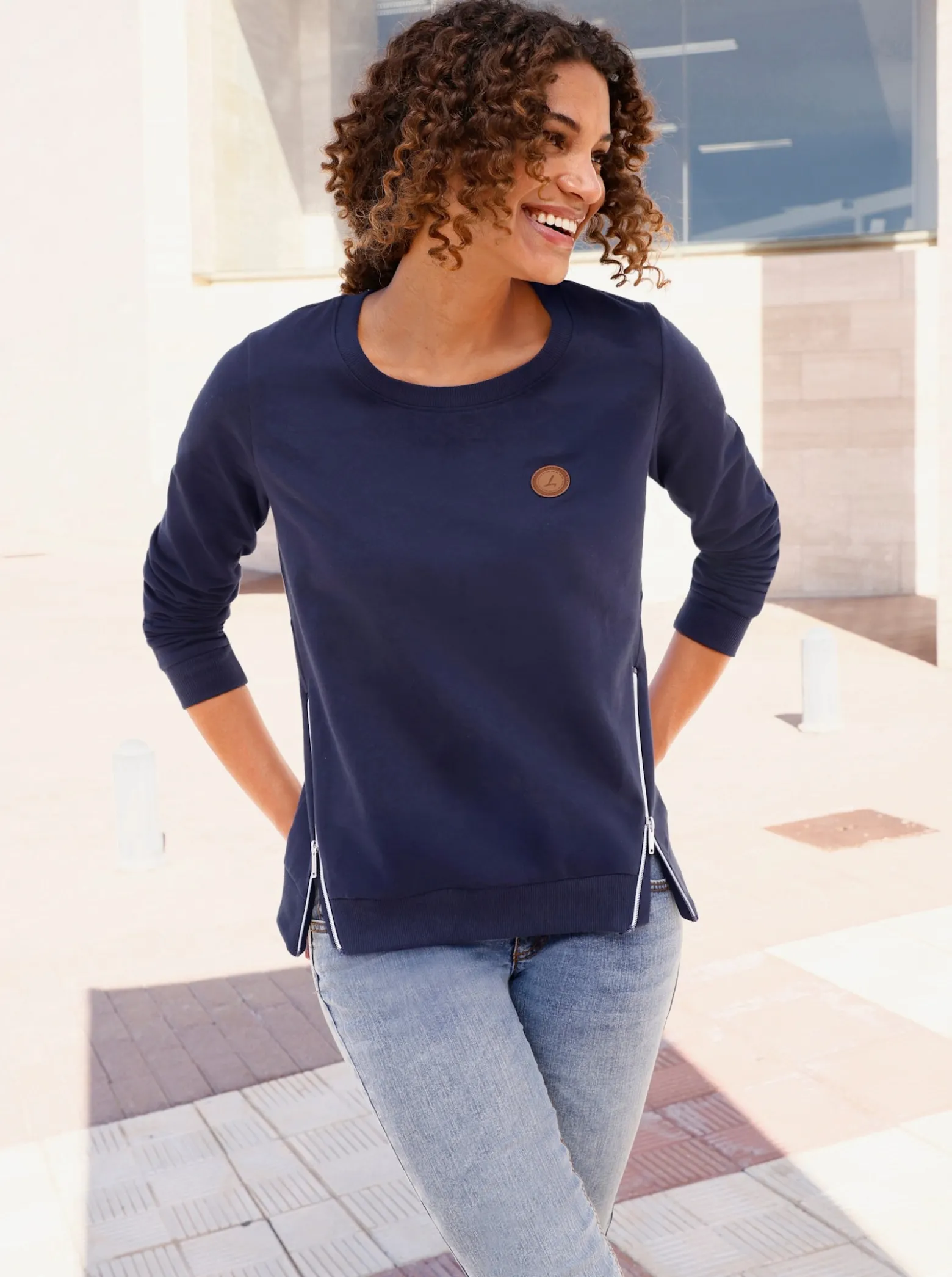 Sweatshirt mit Rippbündchen