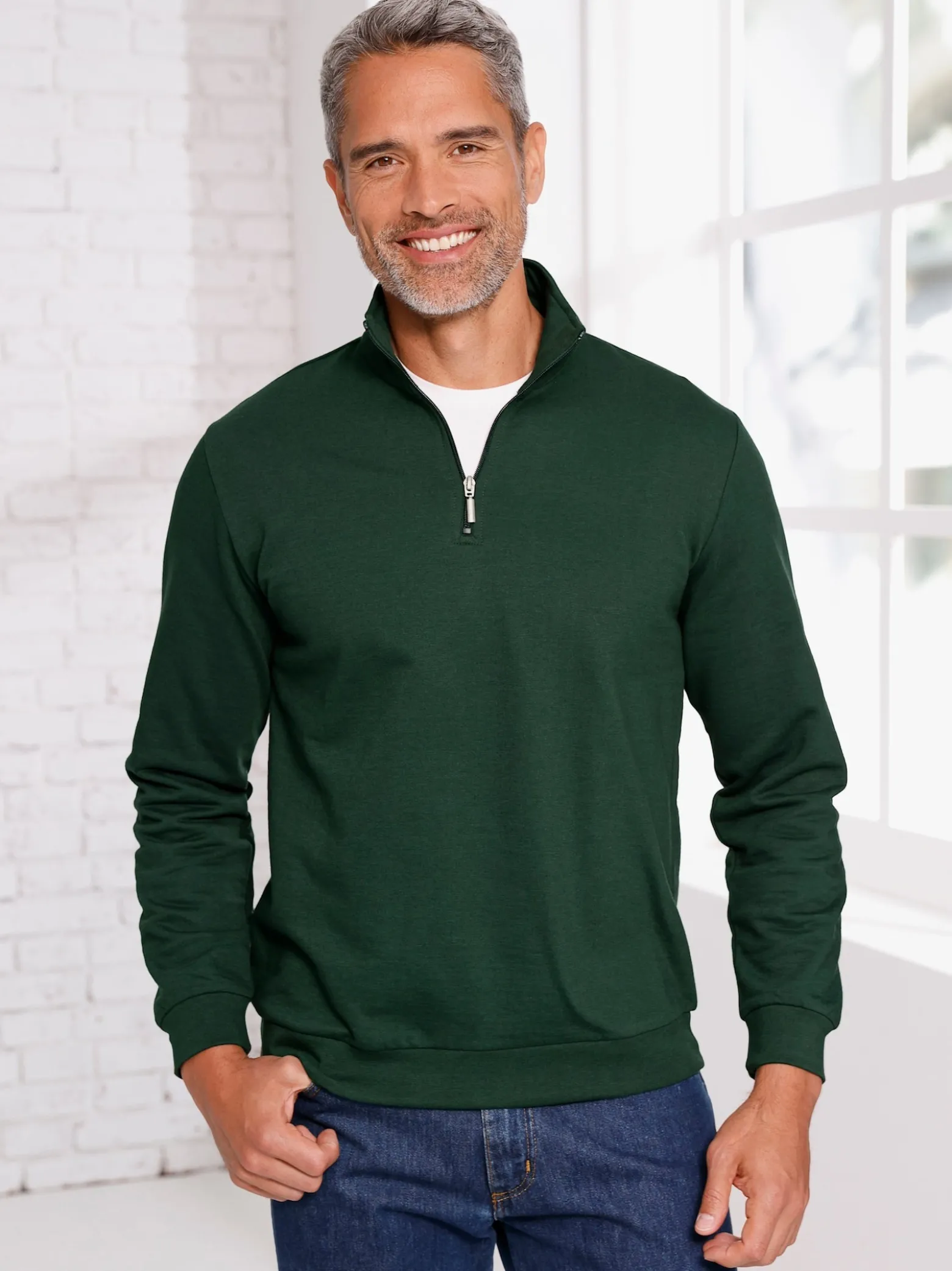 Sweatshirt mit Troyerkragen