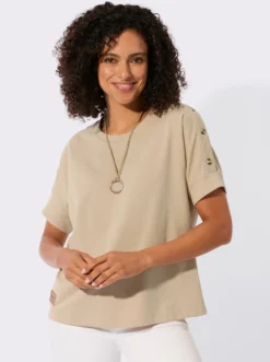 Sweatshirt mit Zierknöpfen an der Schulterpartie