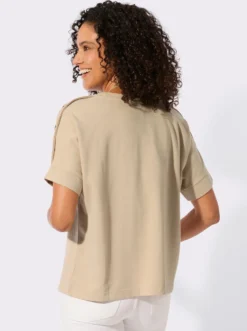 Sweatshirt mit Zierknöpfen an der Schulterpartie