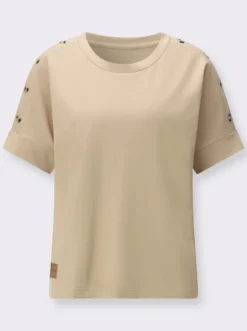 Sweatshirt mit Zierknöpfen an der Schulterpartie