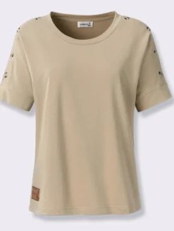 Sweatshirt mit Zierknöpfen an der Schulterpartie