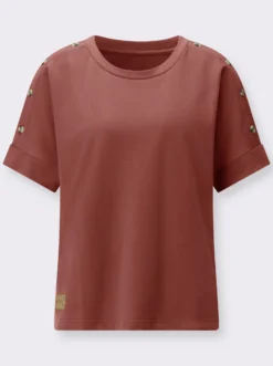 Sweatshirt mit Zierknöpfen an der Schulterpartie