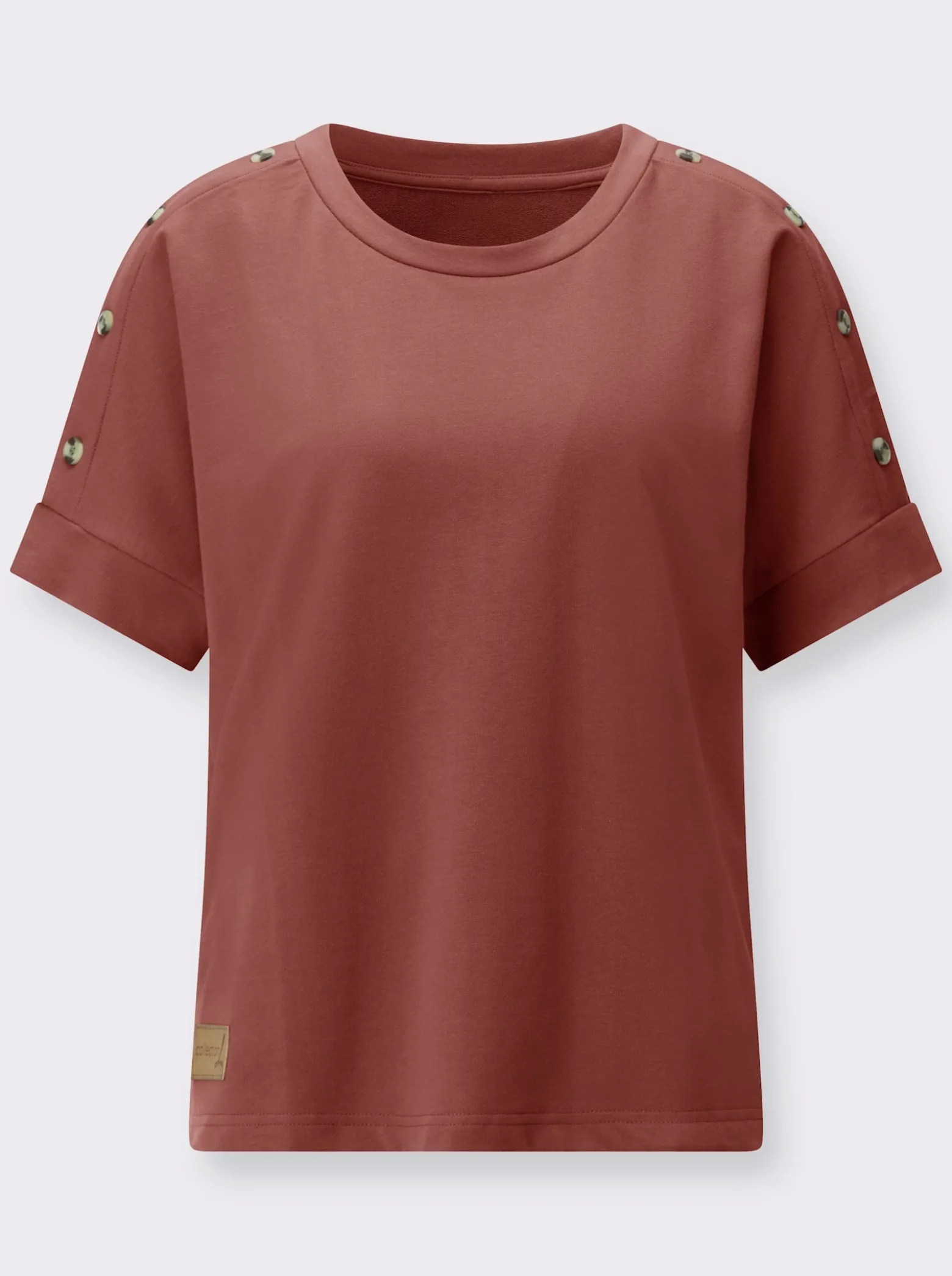 Sweatshirt mit Zierknöpfen an der Schulterpartie