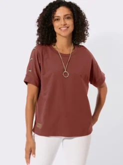 Sweatshirt mit Zierknöpfen an der Schulterpartie