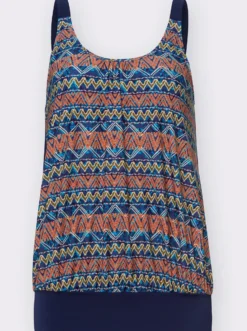 Tankini-Oberteil mit Ethno-Druck vorne