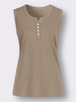 Tanktop mit Knöpfen in Perlmutt-Optik
