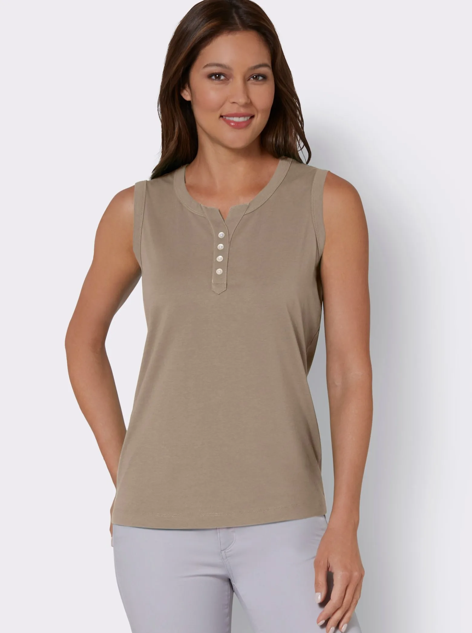 Tanktop mit Knöpfen in Perlmutt-Optik
