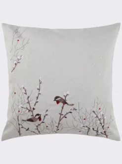 Tischdecke mit Meisen-Stickerei