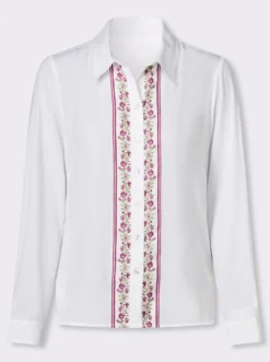 Trachtenbluse mit floraler Bordüre
