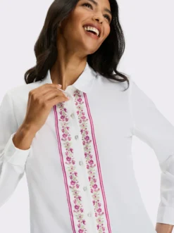Trachtenbluse mit floraler Bordüre
