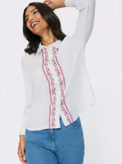 Trachtenbluse mit floraler Bordüre