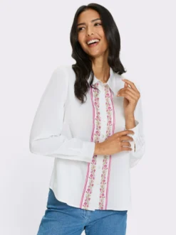 Trachtenbluse mit floraler Bordüre